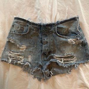 Super distressed jean shorts